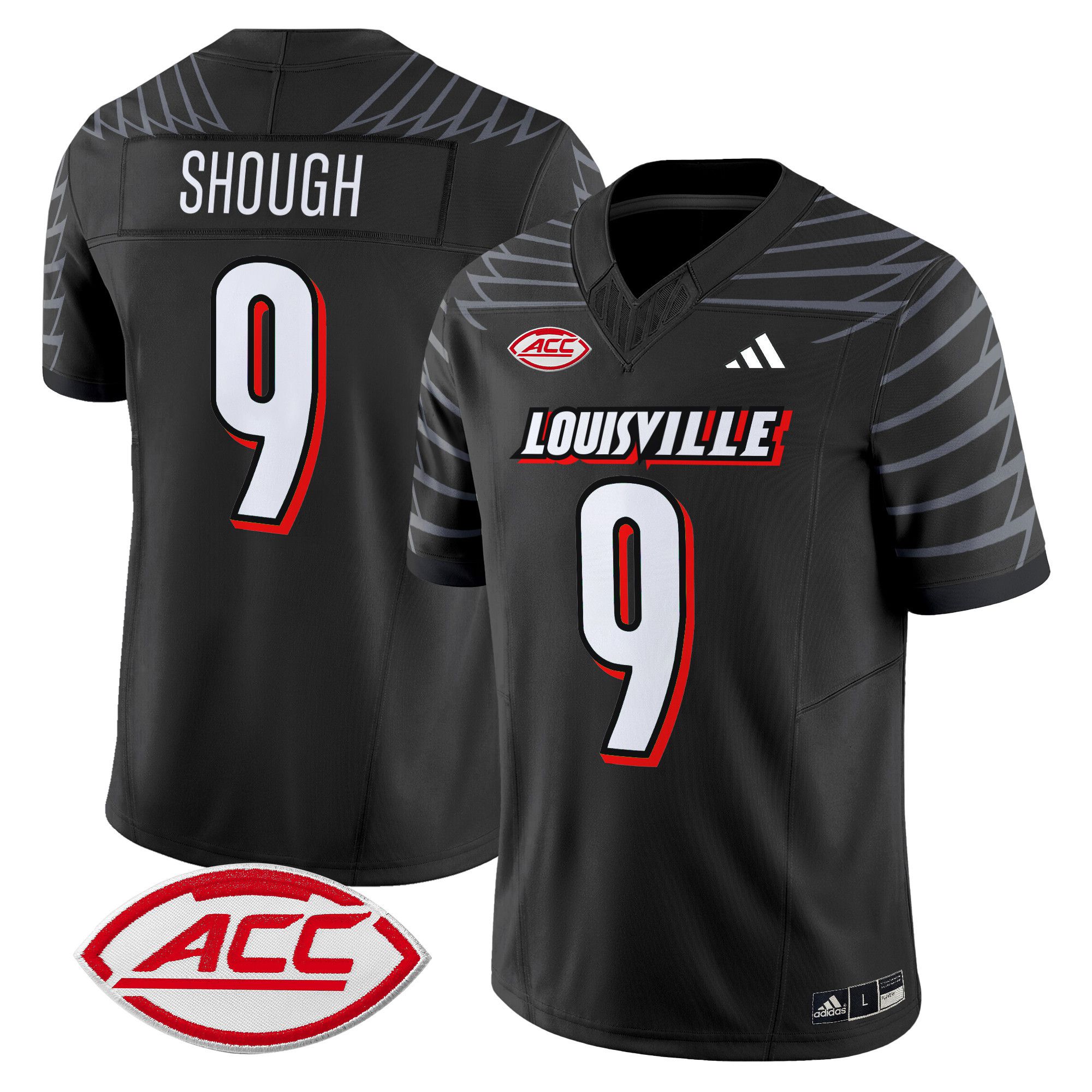 Men Louisville Cardinals #9 Shough Black 2024 Vapor Limited NCAA Jersey style 1->more ncaa teams->NCAA Jersey